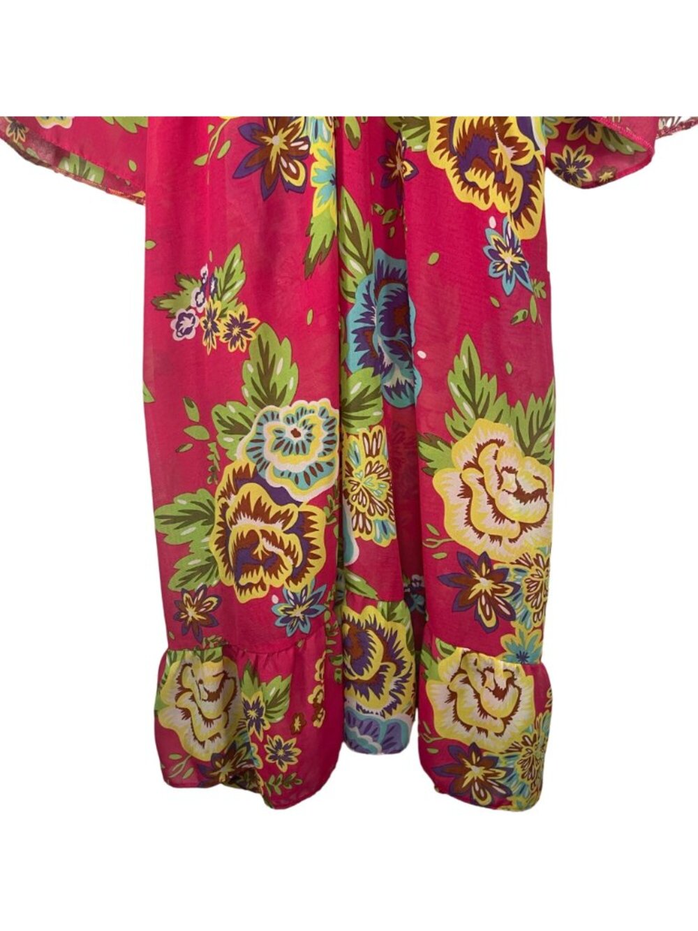 Simply Be Women’s Floral Kimono Dress Red Multicolor Loose Fit Lightweight Pre-O - Picture 6 of 6